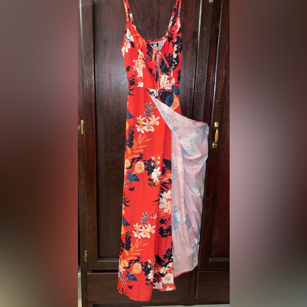 Floral Red Dress